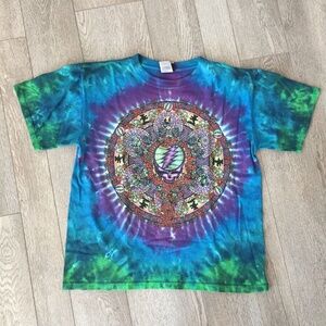 Men's Grateful Dead T-Shirt Liquid Blue Tag Tie Dye Double Stitch 2000 Vintage M